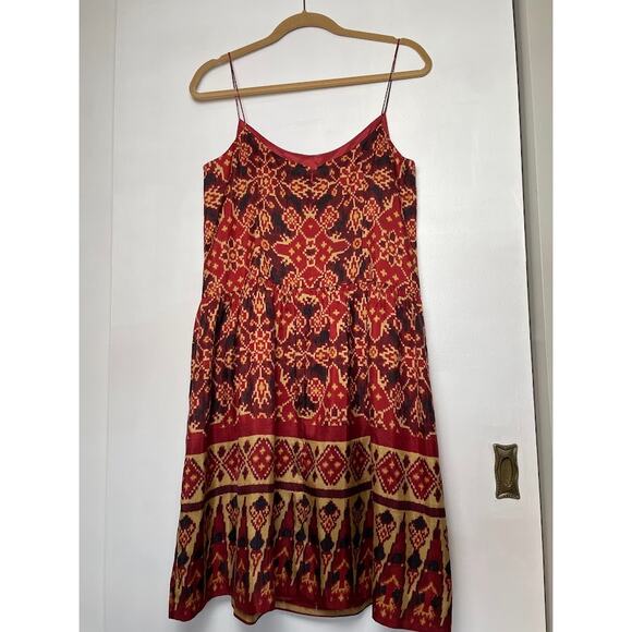 Lauren Ralph Lauren Western Silk Sundress Red Boho Print Sleeveless Womens 12P - Picture 4 of 14